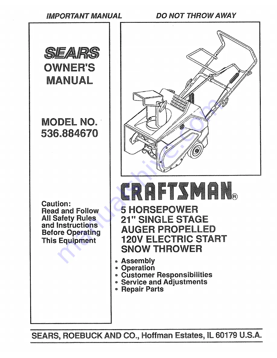 Craftsman 536.884670 Скачать руководство пользователя страница 1