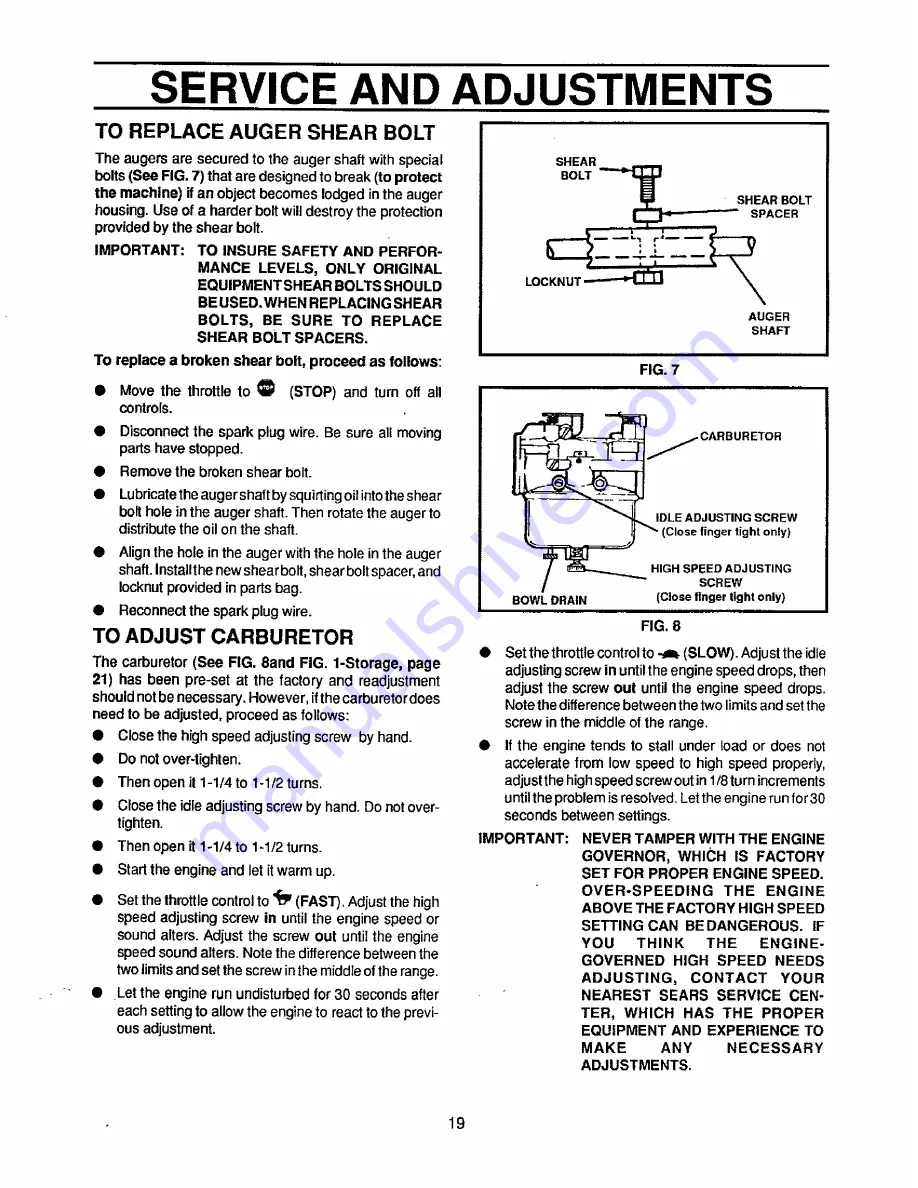 Craftsman 536.884780 Owner'S Manual Download Page 19