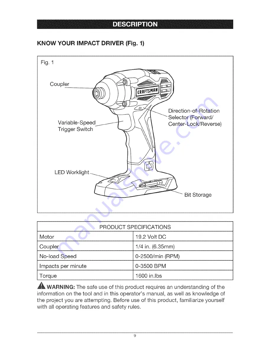 Craftsman 5727.1 Operator'S Manual Download Page 9