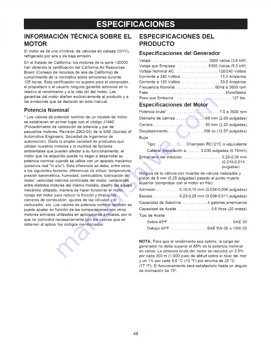 Craftsman 580.323610 Operator'S Manual Download Page 48