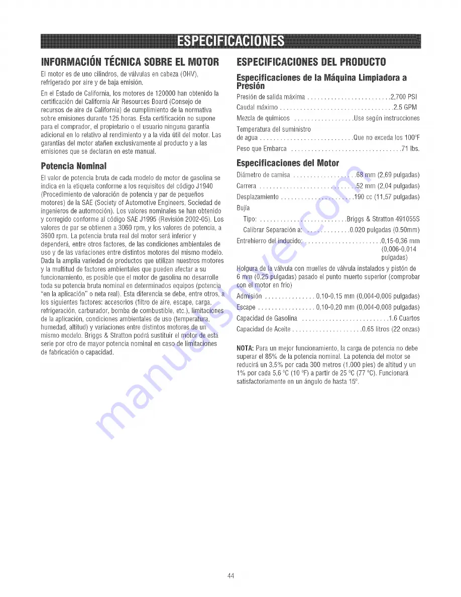 Craftsman 580.752100 Operator'S Manual Download Page 44