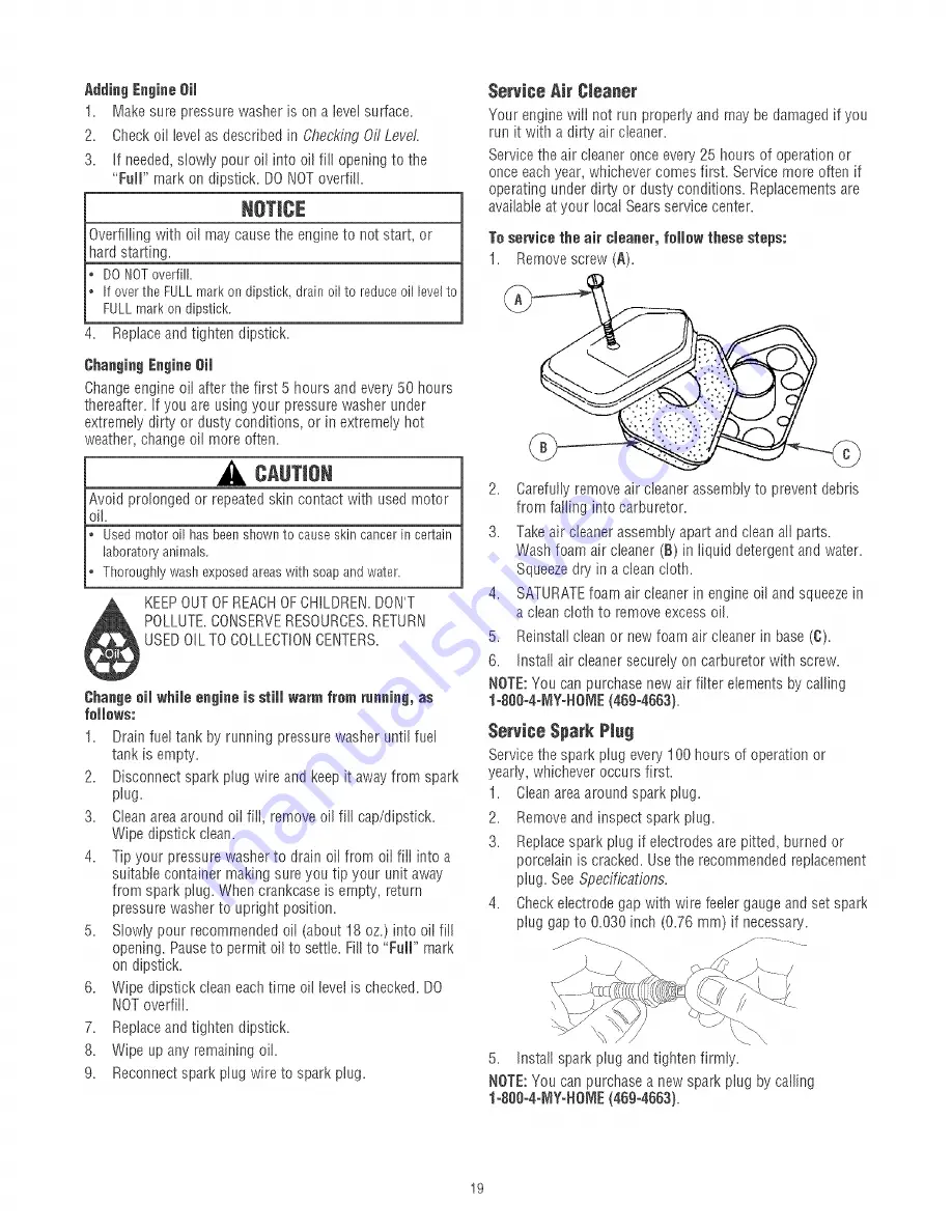 Craftsman 580.752120 Operator'S Manual Download Page 19