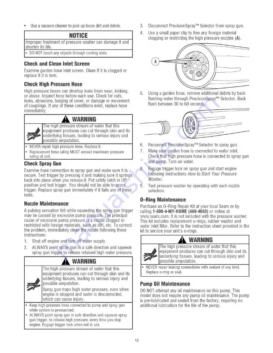 Craftsman 580.752160 Operator'S Manual Download Page 16