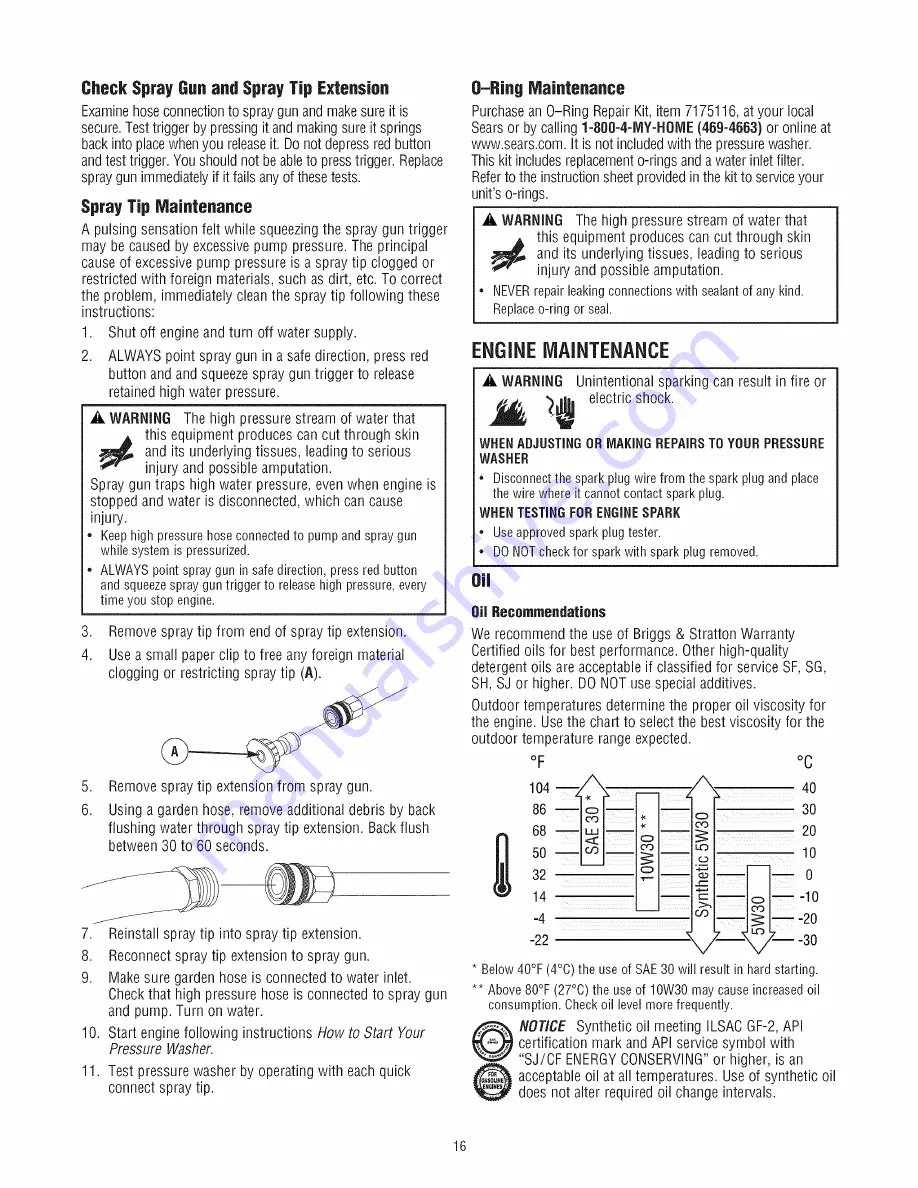 Craftsman 580.752500 Operator'S Manual Download Page 16