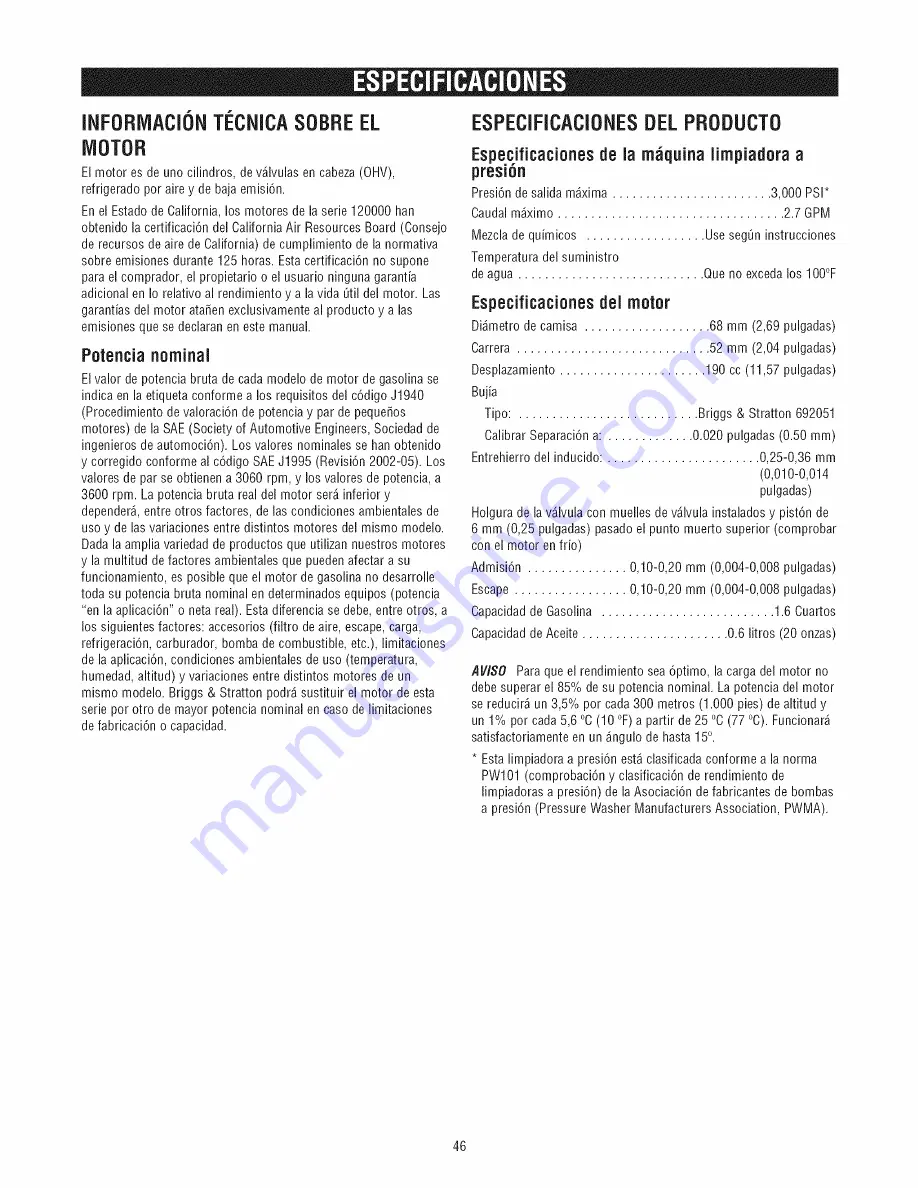 Craftsman 580.752531 Operator'S Manual Download Page 46