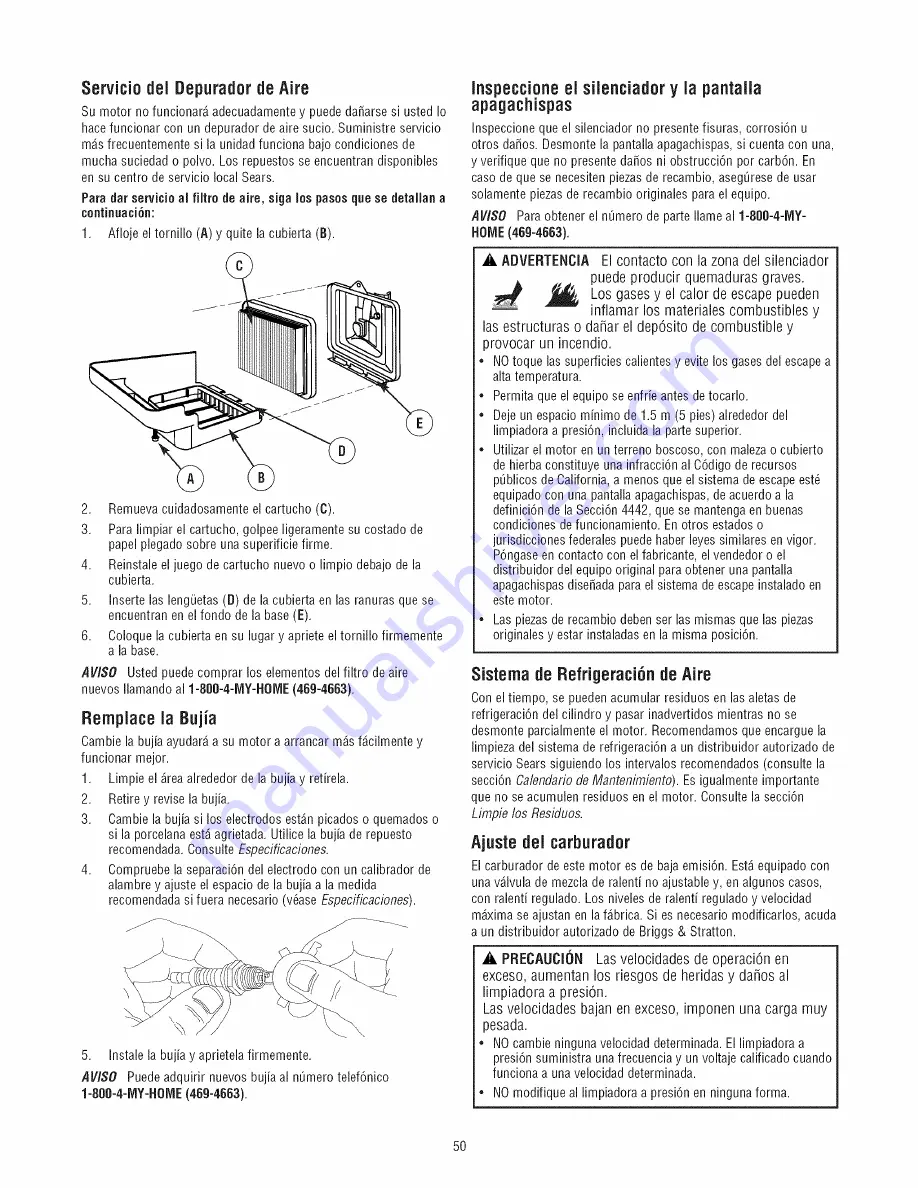 Craftsman 580.752590 Operator'S Manual Download Page 50