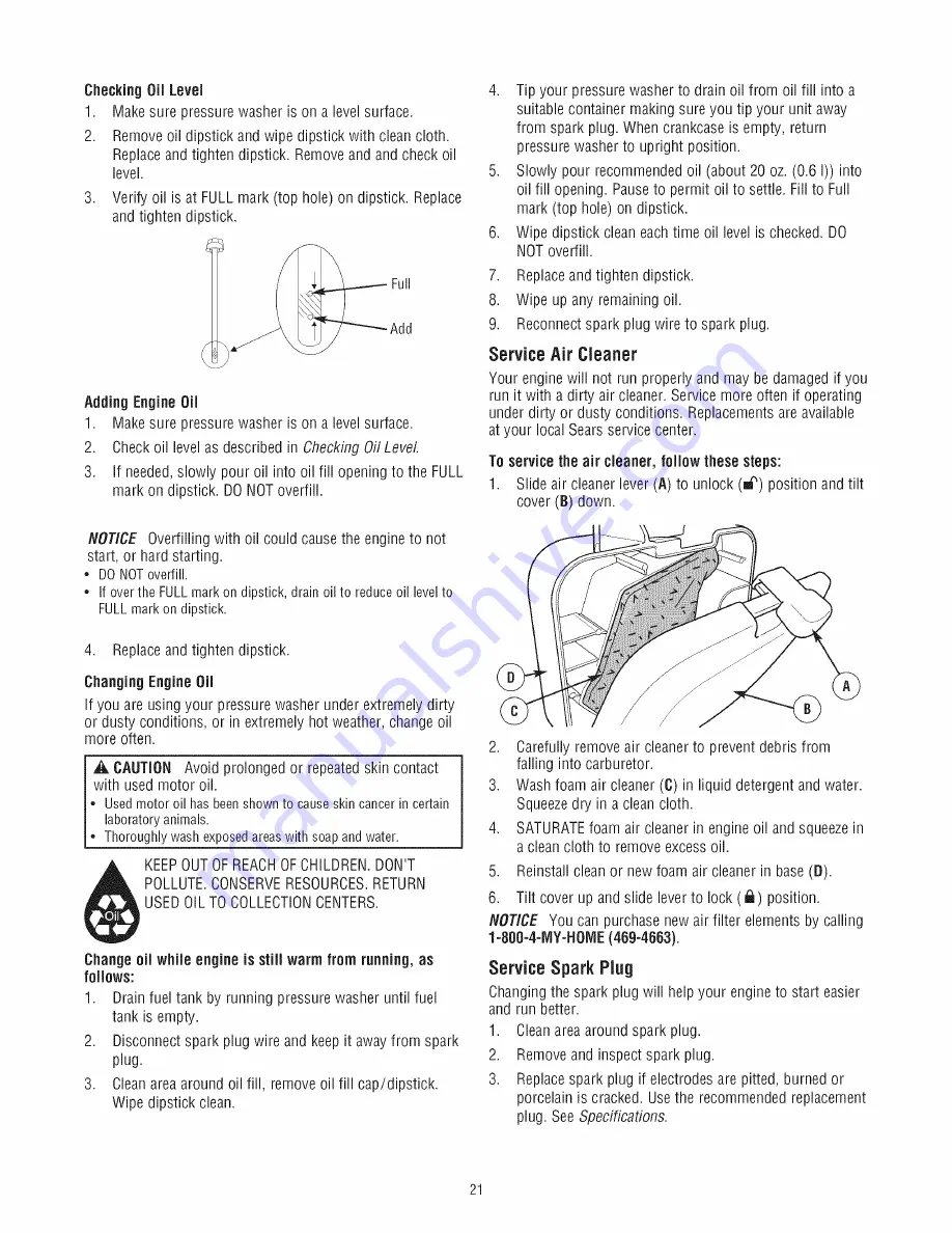 Craftsman 580.752890 Operator'S Manual Download Page 21