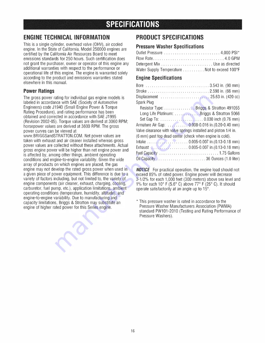 Craftsman 580.752990 Operator'S Manual Download Page 16