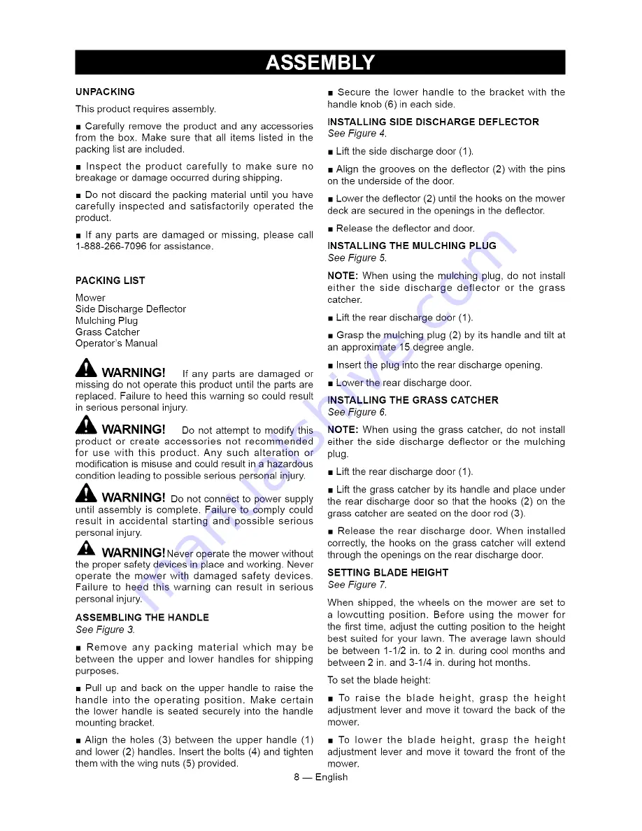 Craftsman 6073308 Operator'S Manual Download Page 8