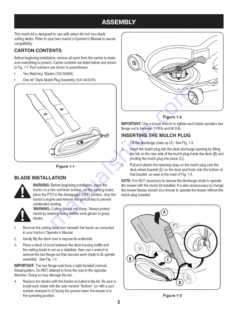 Craftsman 61101 Operator'S Manual Download Page 2