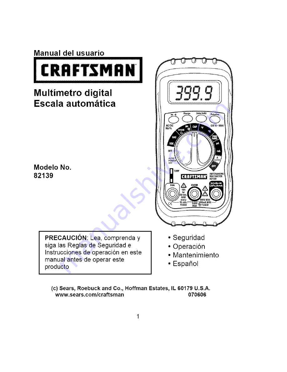 Craftsman 82139 Скачать руководство пользователя страница 20