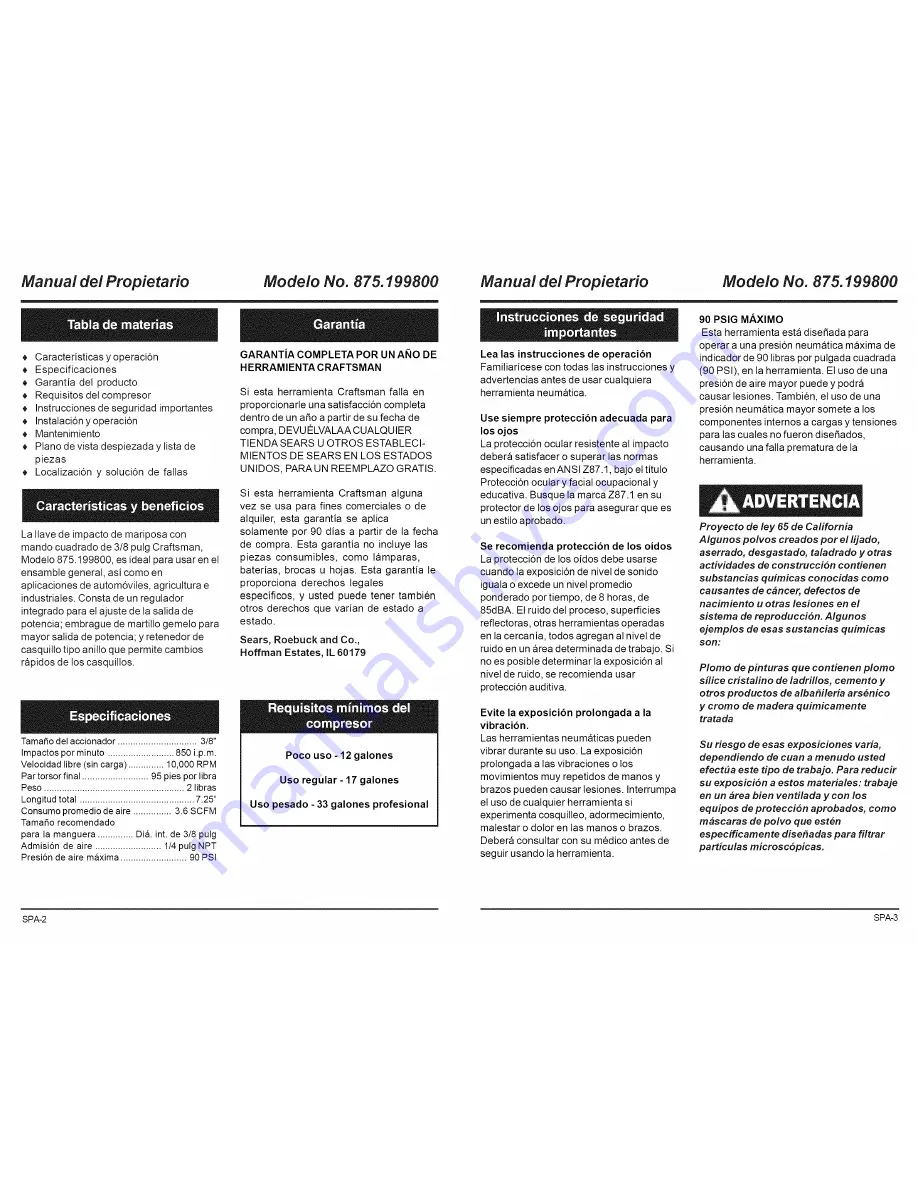 Craftsman 875.199800 Owner'S Manual Download Page 8