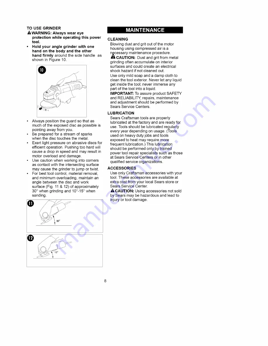 Craftsman 900.116500 Instruction Manual Download Page 8