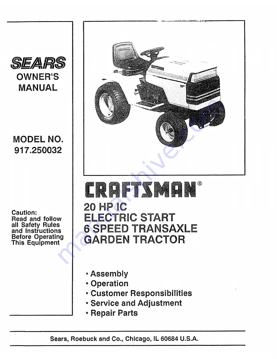 Craftsman 917.250032 Owner'S Manual Download Page 1