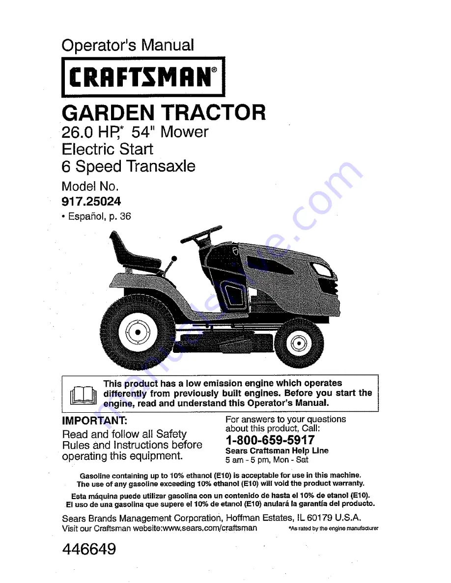 Craftsman 917.25024 Operator'S Manual Download Page 1