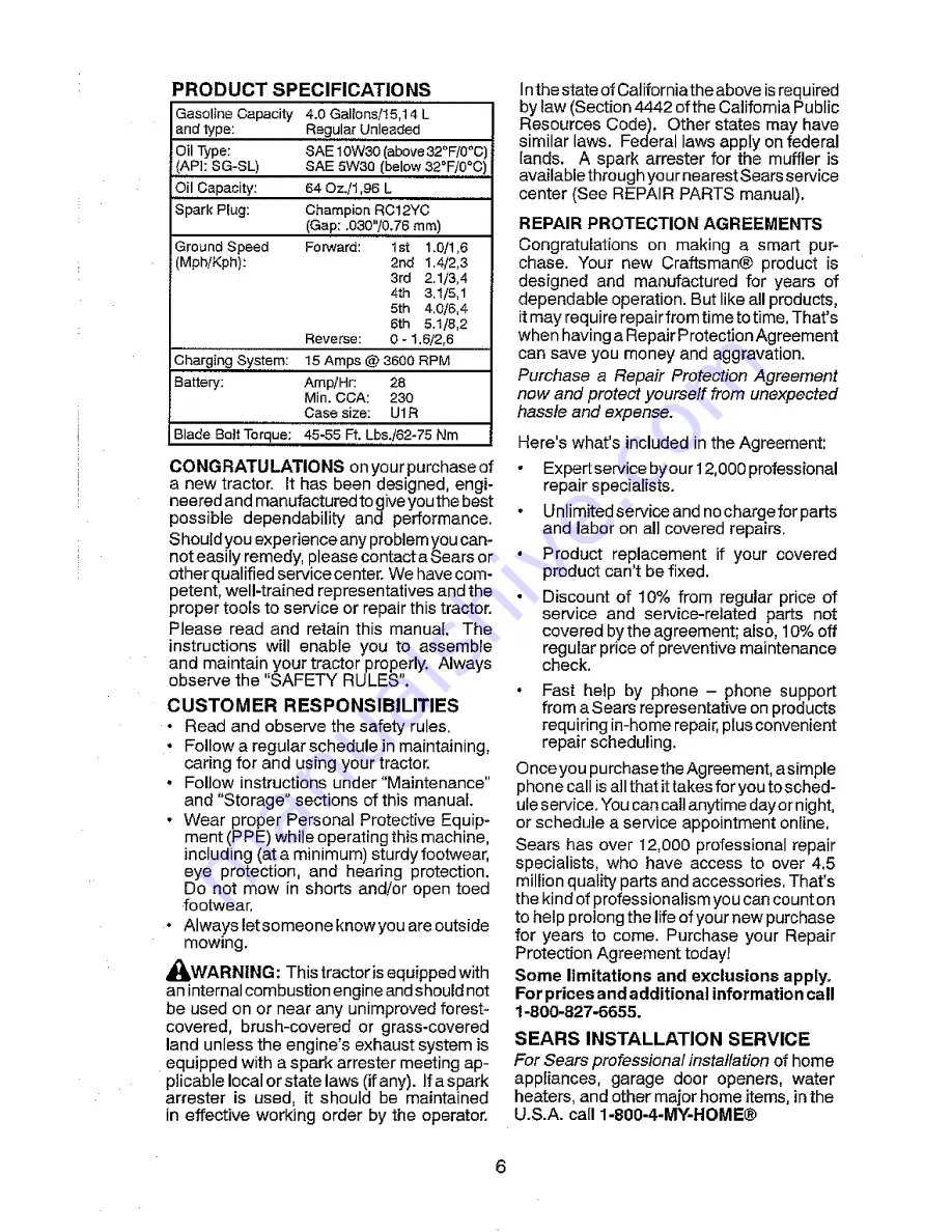 Craftsman 917.25024 Operator'S Manual Download Page 6