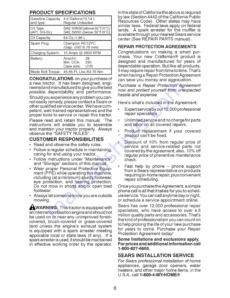 Craftsman 917.25025 Operator'S Manual Download Page 6