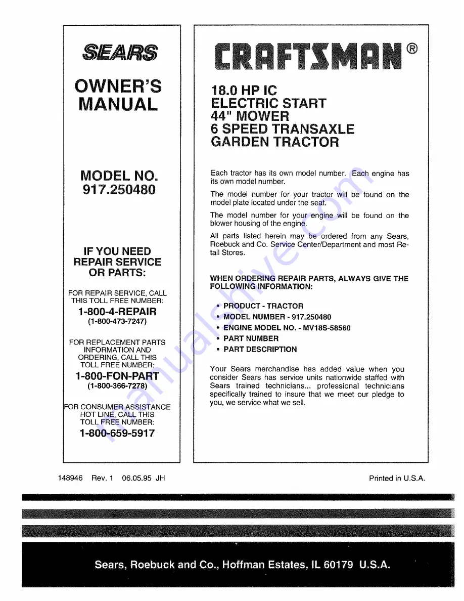 Craftsman 917.250480 Owner'S Manual Download Page 64