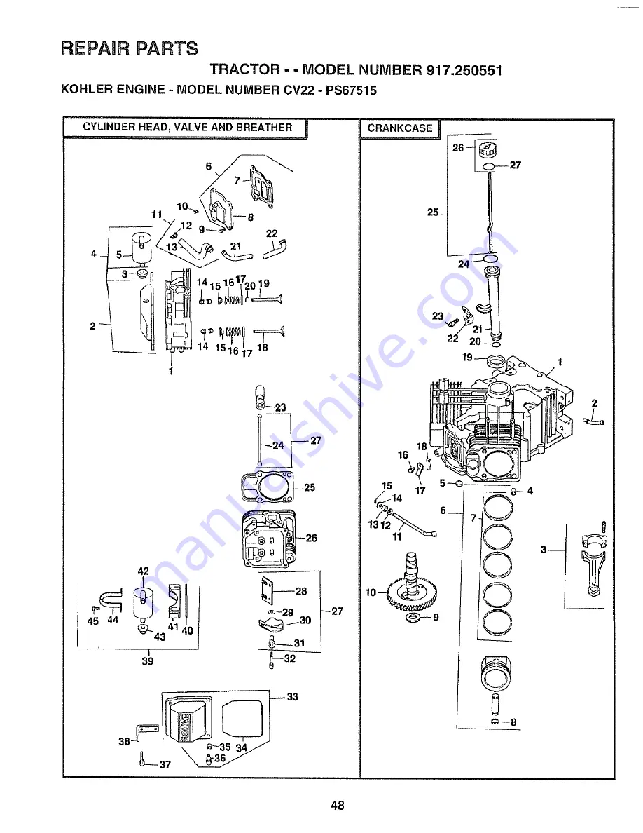 Craftsman 917.250551 Скачать руководство пользователя страница 48