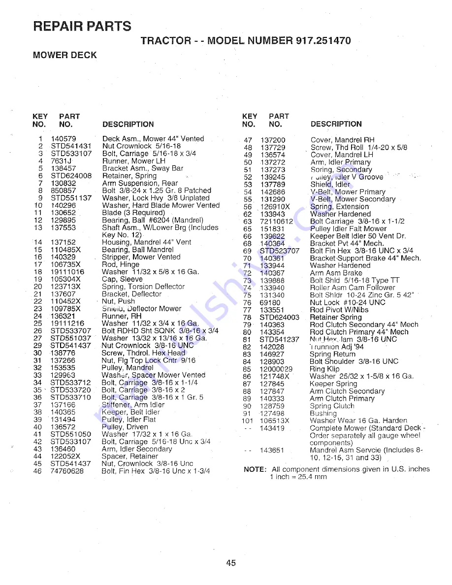 Craftsman 917.25147 Owner'S Manual Download Page 45