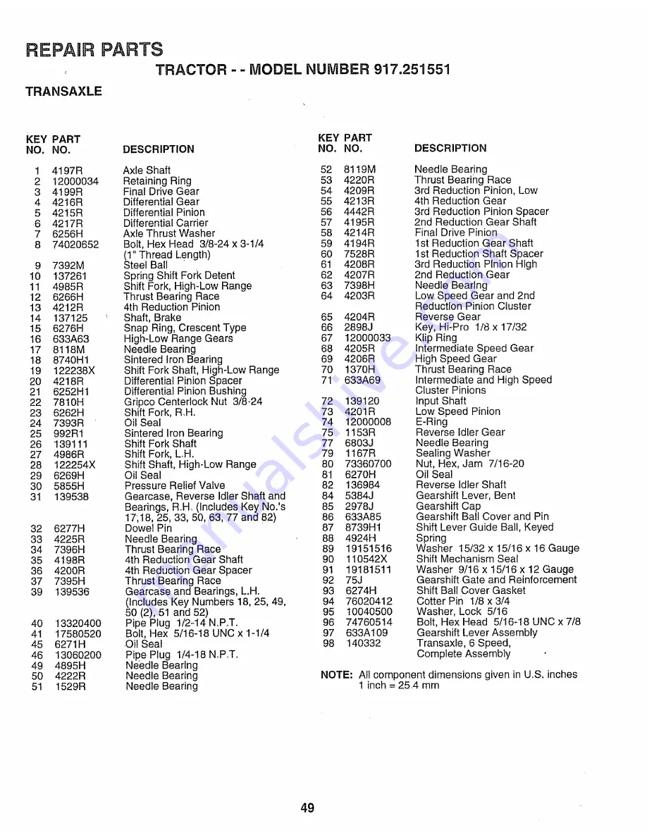 Craftsman 917.251551 Owner'S Manual Download Page 49