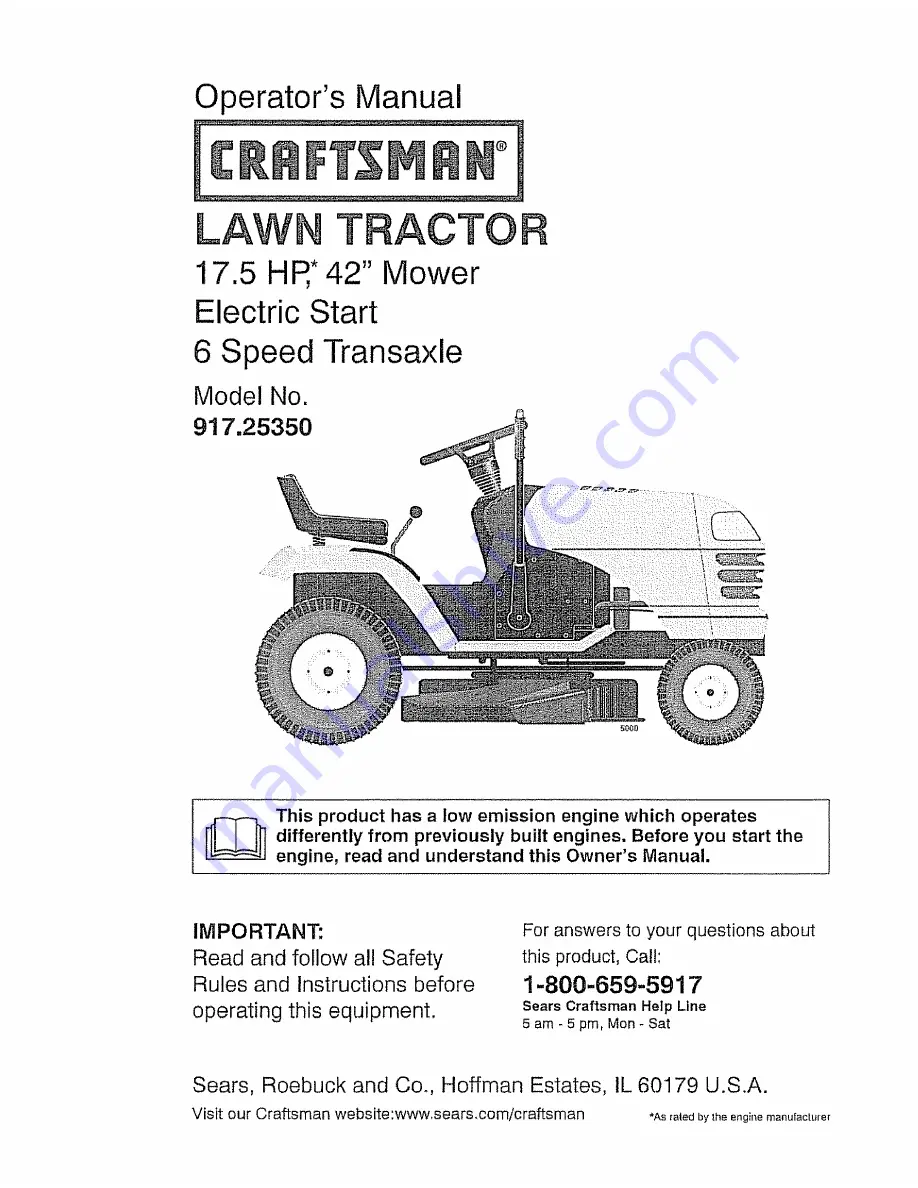 Craftsman 917.25350 Operator'S Manual Download Page 1