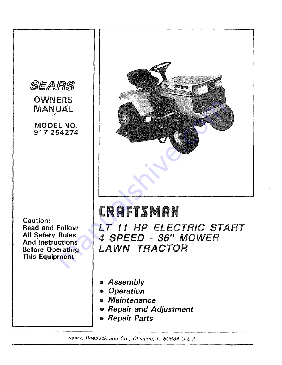 Craftsman 917.254274 Скачать руководство пользователя страница 1