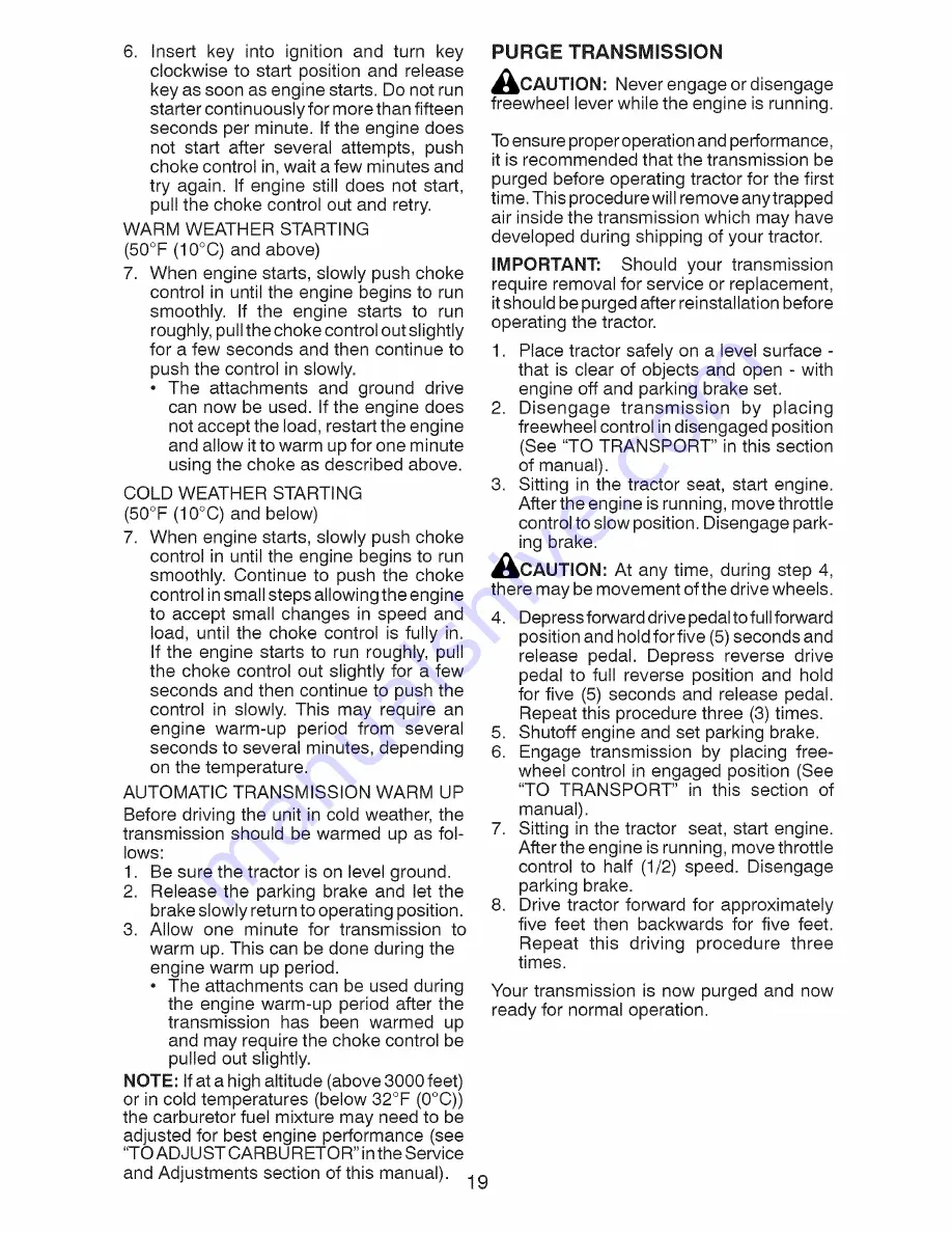 Craftsman 917.25436 Operator'S Manual Download Page 19