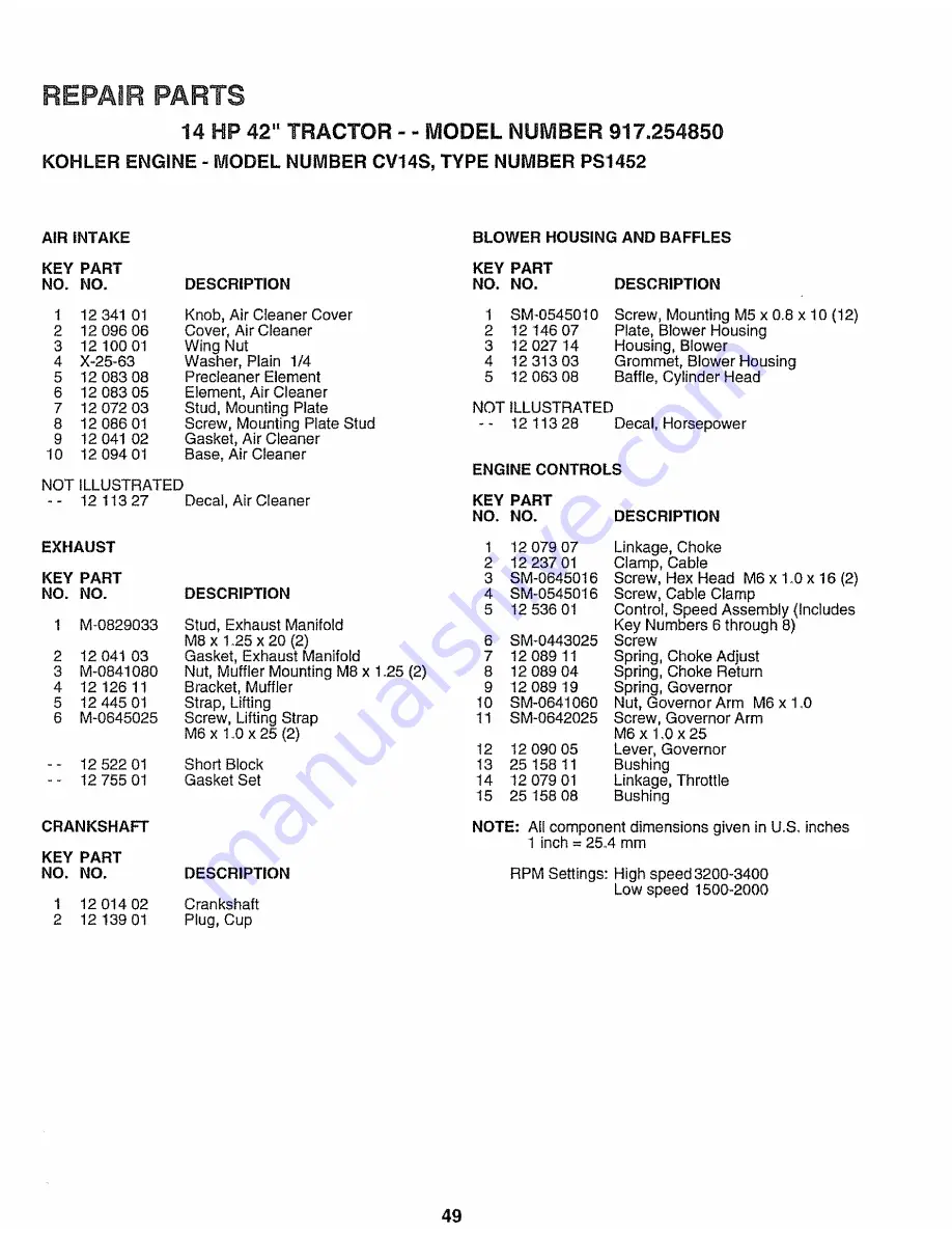 Craftsman 917.254850 Owner'S Manual Download Page 49