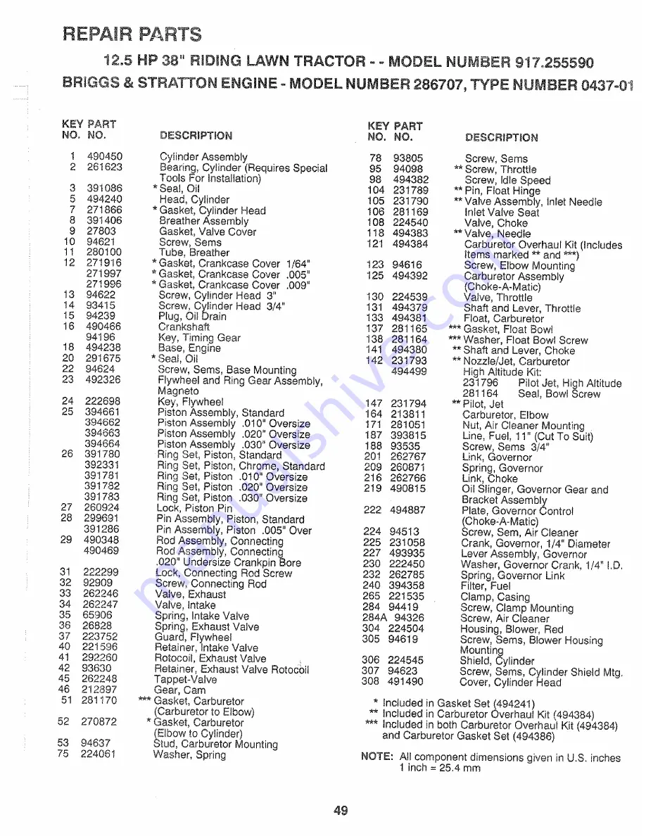 Craftsman 917.25559 Owner'S Manual Download Page 49