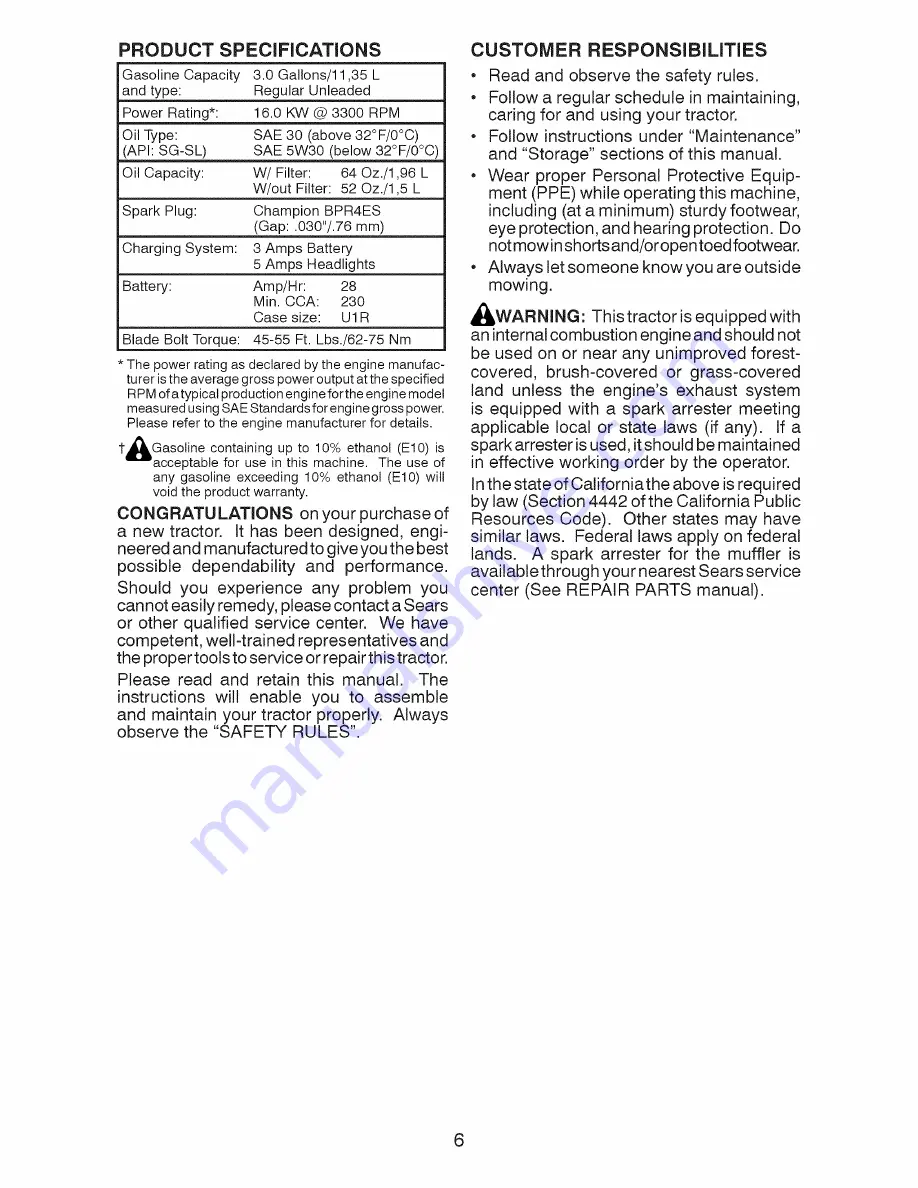 Craftsman 917.255744 Operator'S Manual Download Page 6