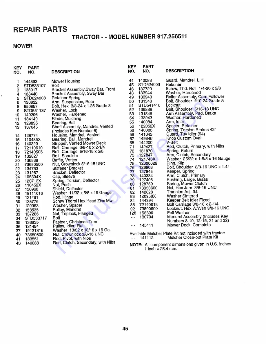 Craftsman 917.256511 Owner'S Manual Download Page 45