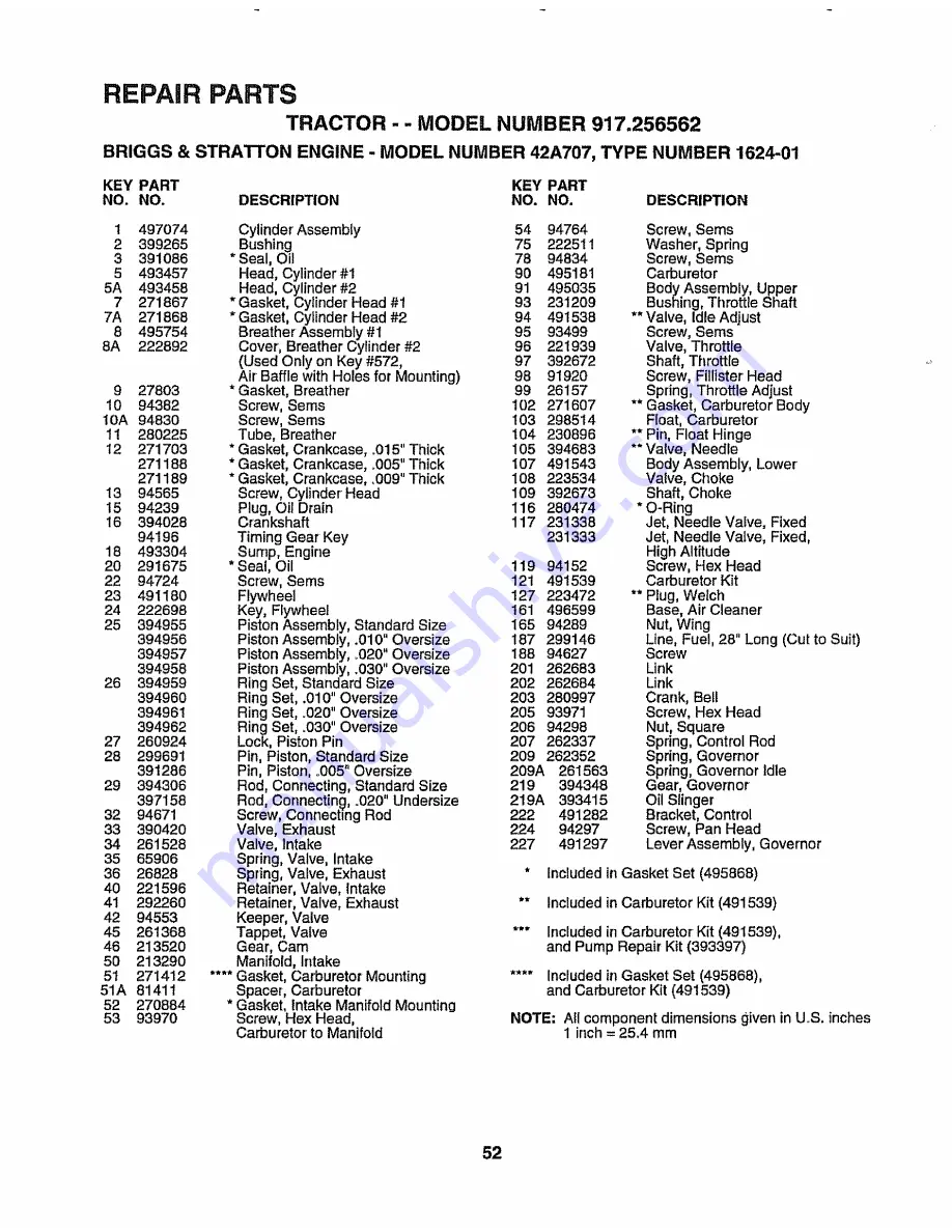 Craftsman 917.256562 Owner'S Manual Download Page 52