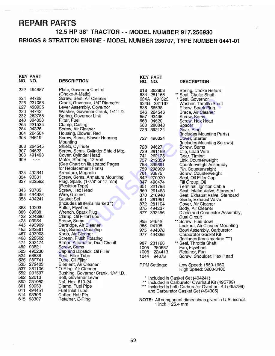 Craftsman 917.25693 Owner'S Manual Download Page 52