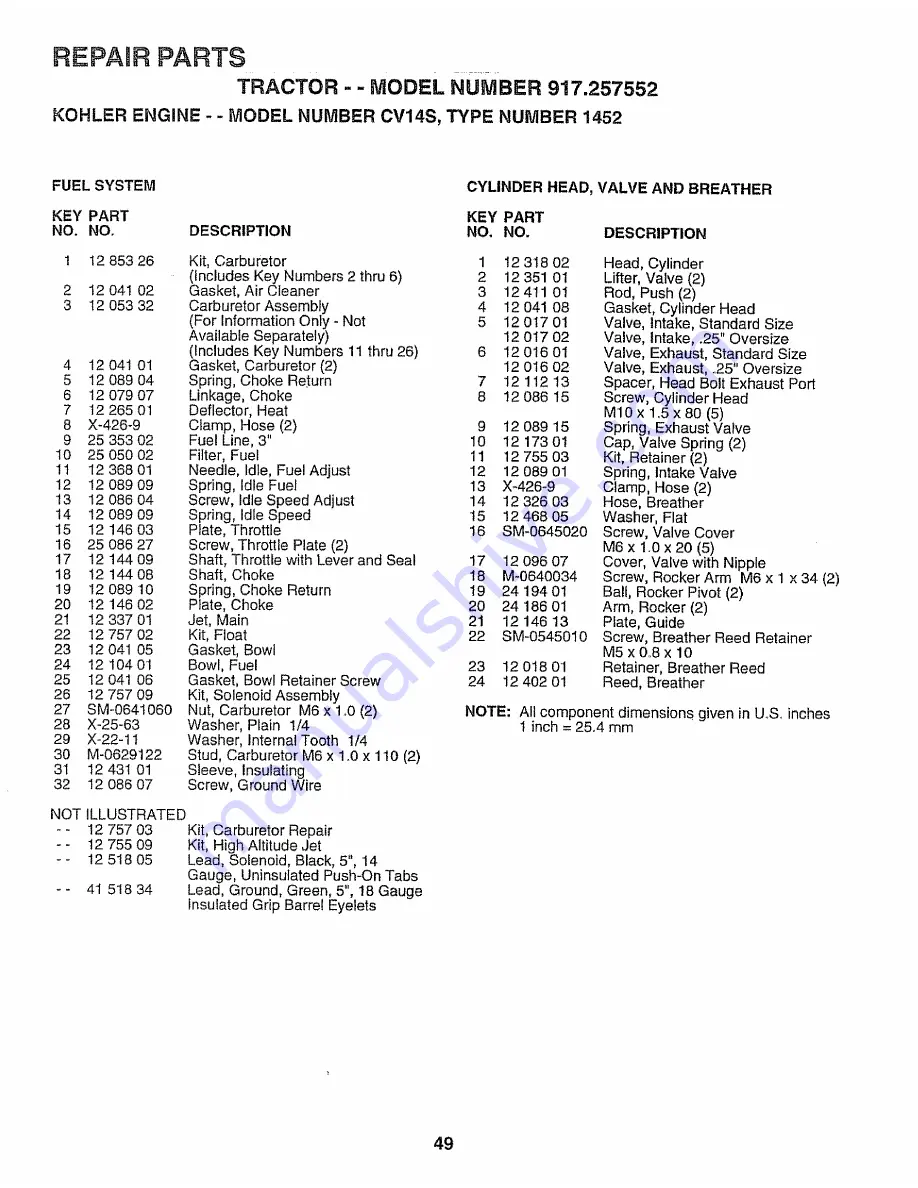 Craftsman 917.257552 Owner'S Manual Download Page 49