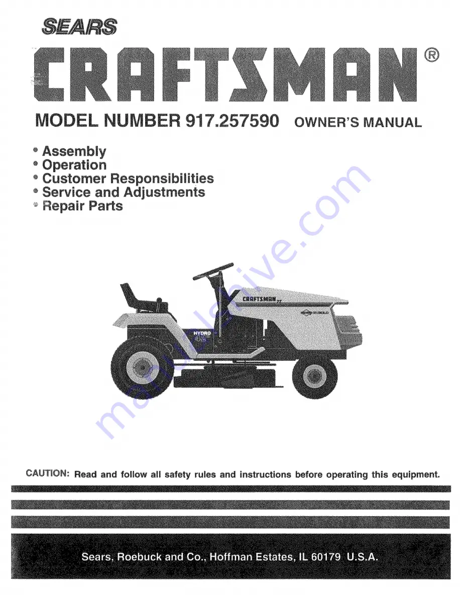 Craftsman 917.25759 Owner'S Manual Download Page 1