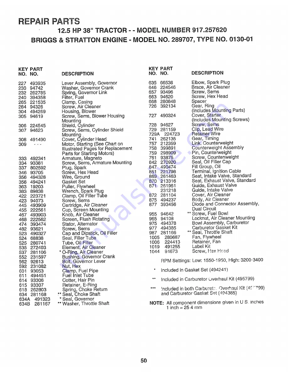 Craftsman 917.257620 Owner'S Manual Download Page 50