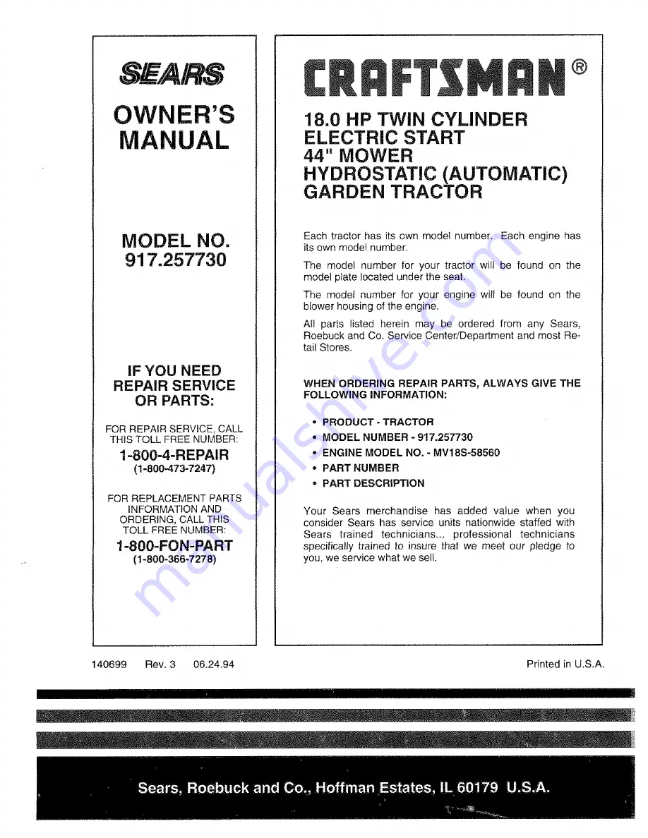 Craftsman 917.257730 Owner'S Manual Download Page 60