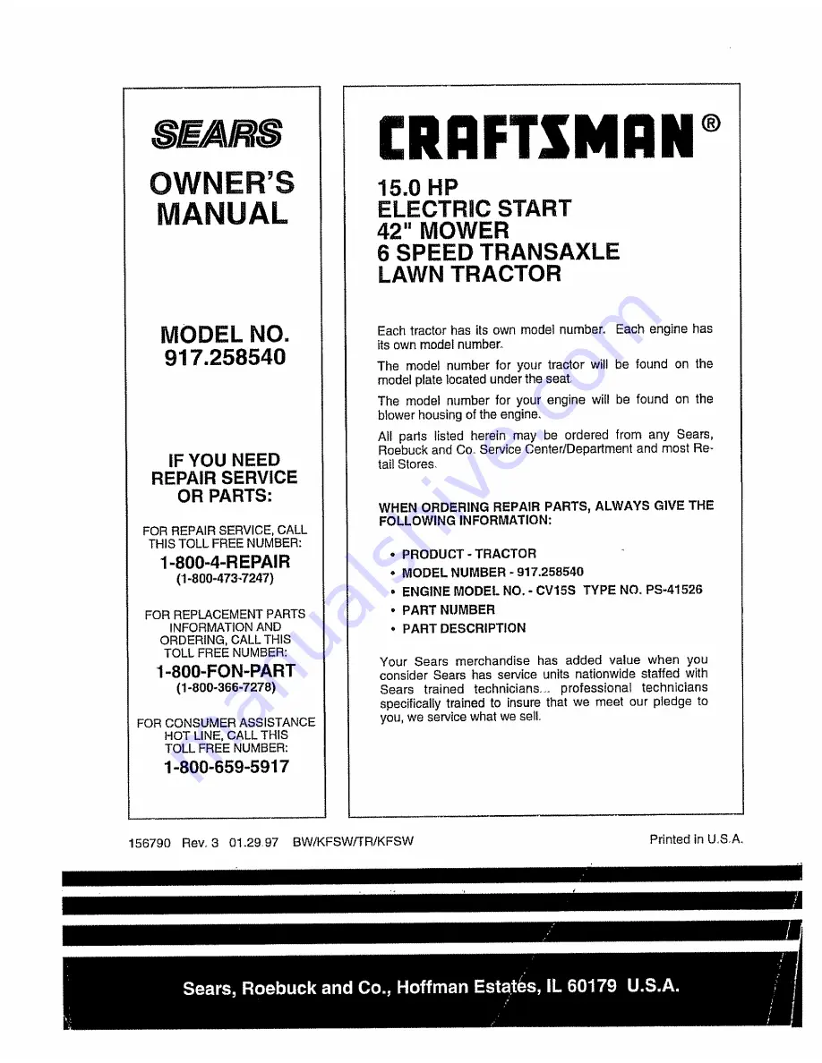 Craftsman 917.258540 Скачать руководство пользователя страница 56