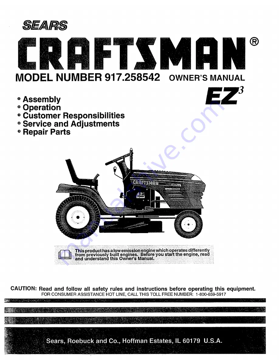 Craftsman 917.258542 Owner'S Manual Download Page 1