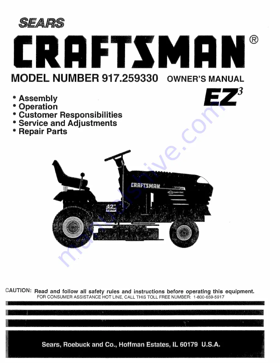 Craftsman 917.259330 Owner'S Manual Download Page 1