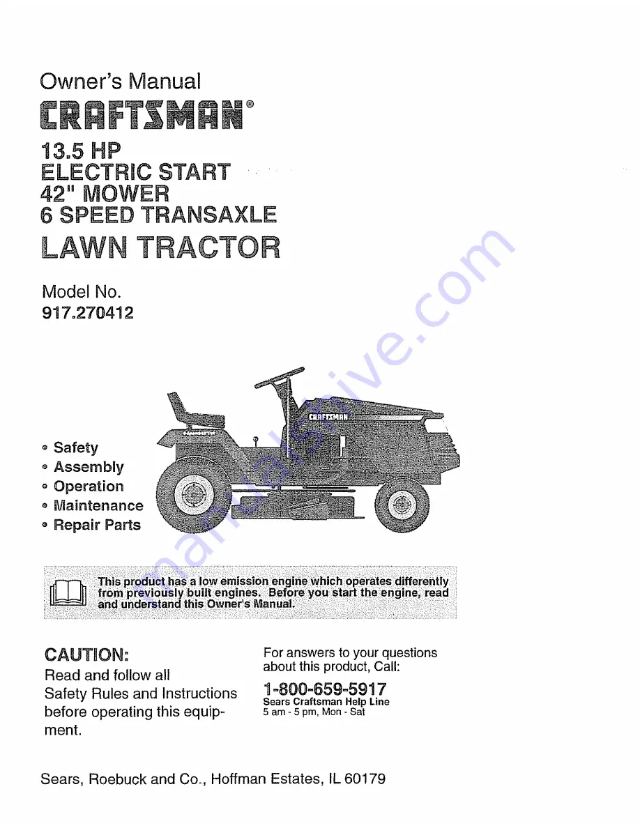 Craftsman 917.270412 Owner'S Manual Download Page 1