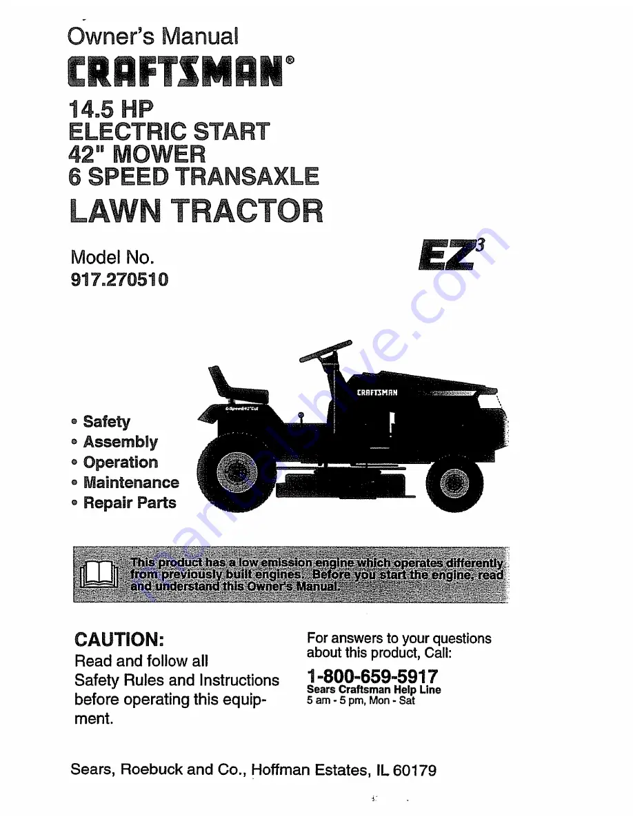 Craftsman 917.270510 Owner'S Manual Download Page 1