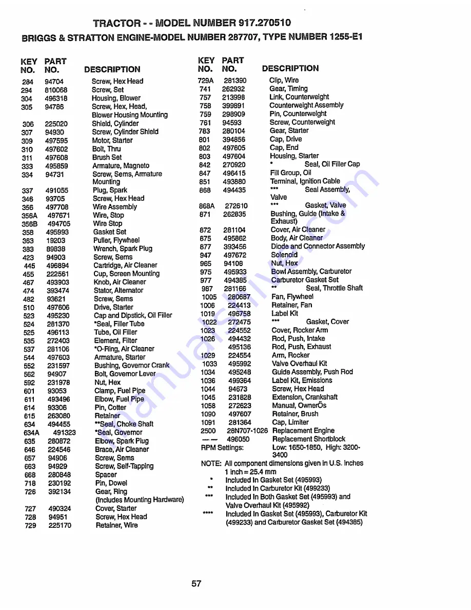 Craftsman 917.270510 Owner'S Manual Download Page 57