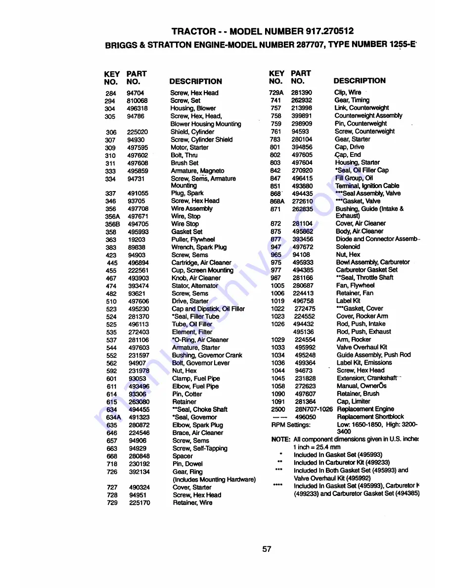 Craftsman 917.270512 Owner'S Manual Download Page 57