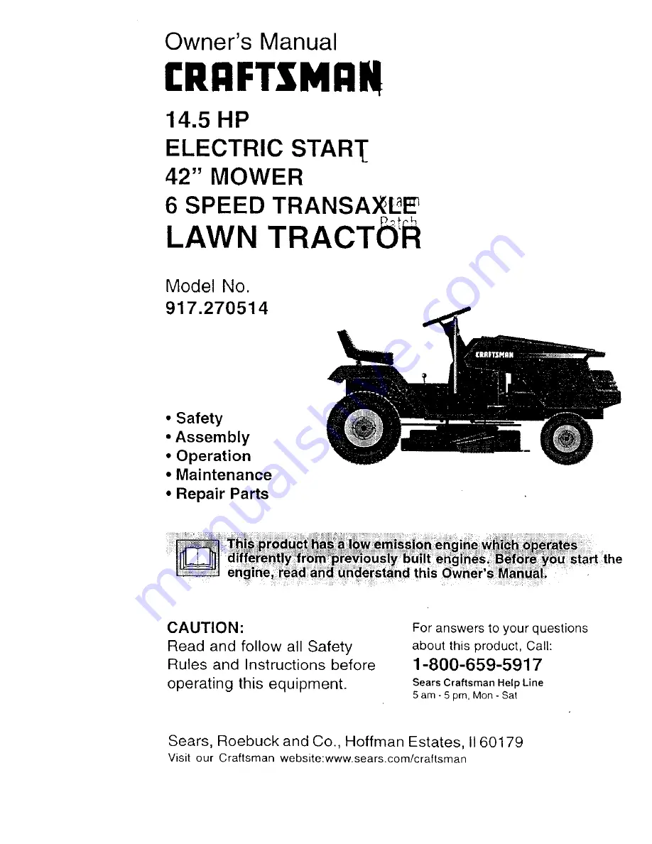 Craftsman 917.270514 Owner'S Manual Download Page 1