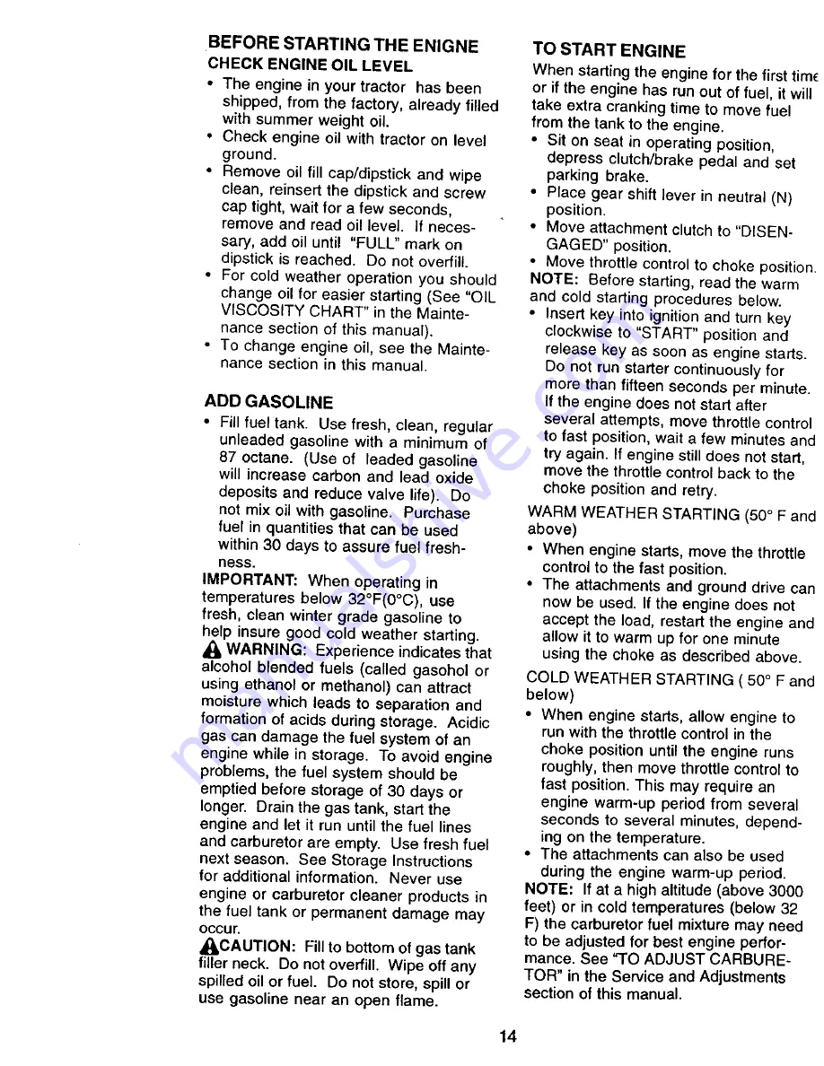 Craftsman 917.270534 Owner'S Manual Download Page 14