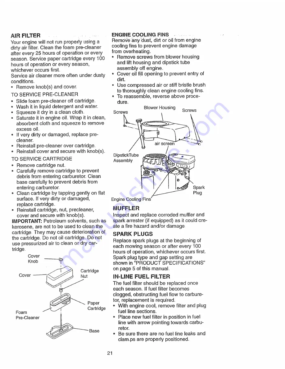 Craftsman 917.270621 Owner'S Manual Download Page 21