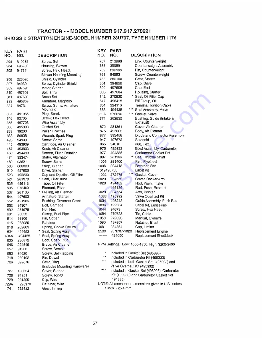 Craftsman 917.270621 Owner'S Manual Download Page 57