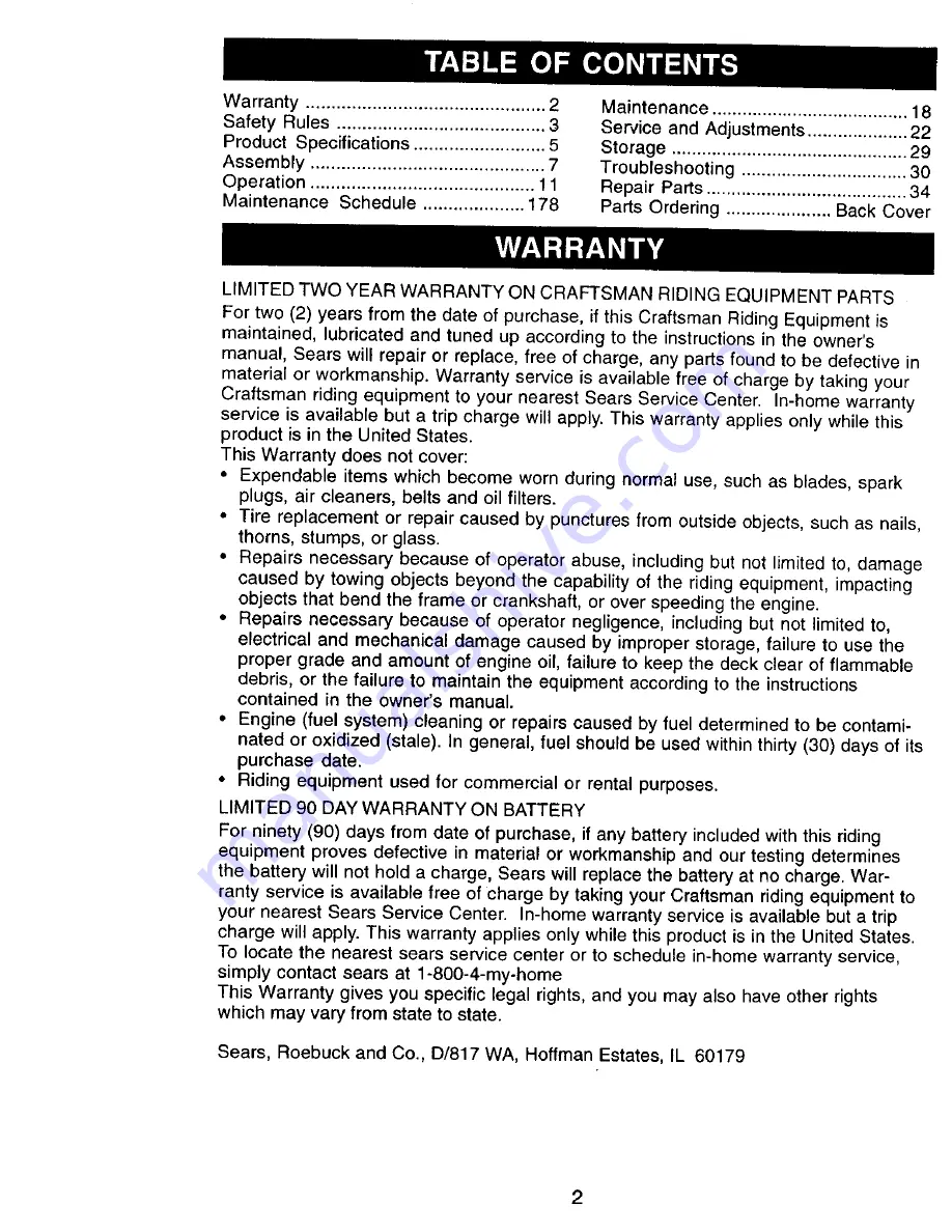 Craftsman 917.270762 Owner'S Manual Download Page 2